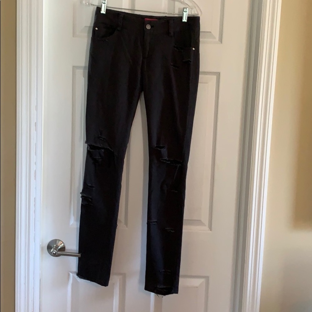 Alice and Olivia slim fit distressed ankle pants 0